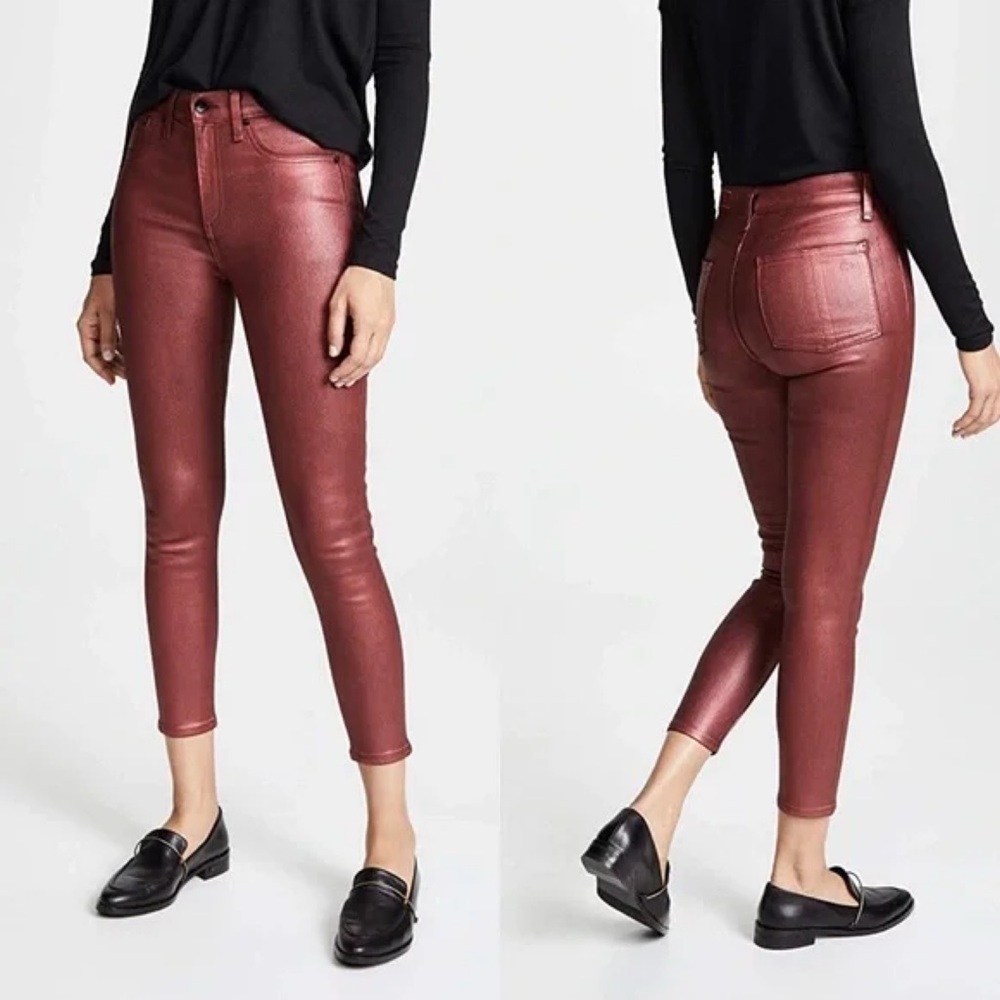 Rag & Bone Red Metallic High Rise Ankle Skinny Jean Size 29 EUC